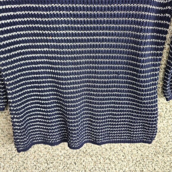 Chicos‎ Sweater Womens 0 US Small Blue Open Knit Metallic Scoop Neck Pullover - Picture 5 of 7